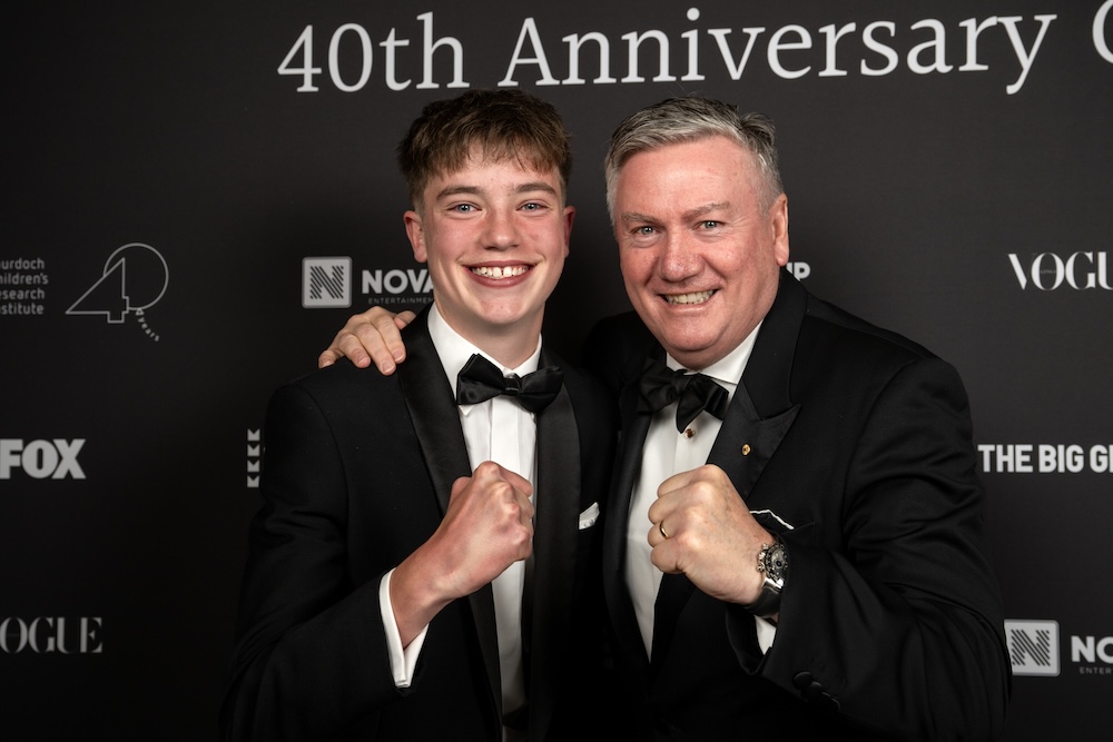 Australian television and radio presenter Eddie McGuire and James. 